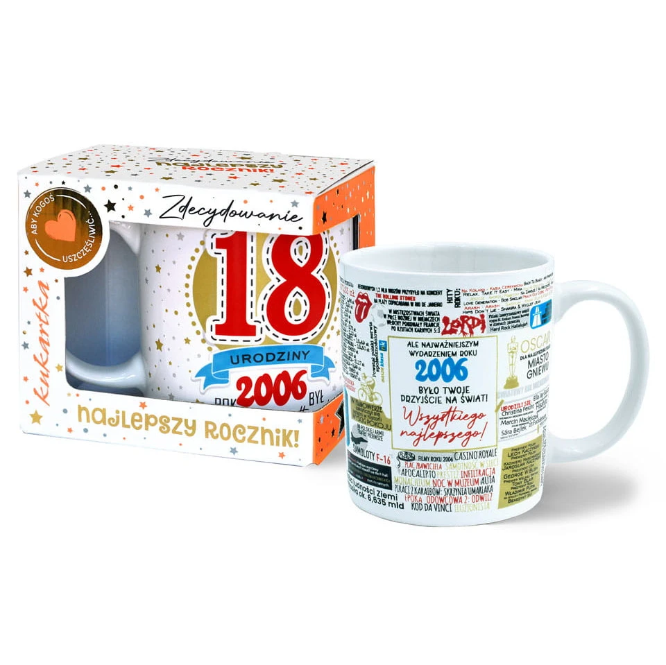 Kubek Q Premium 998 Roczniki - 18 Urodziny (czerwona)